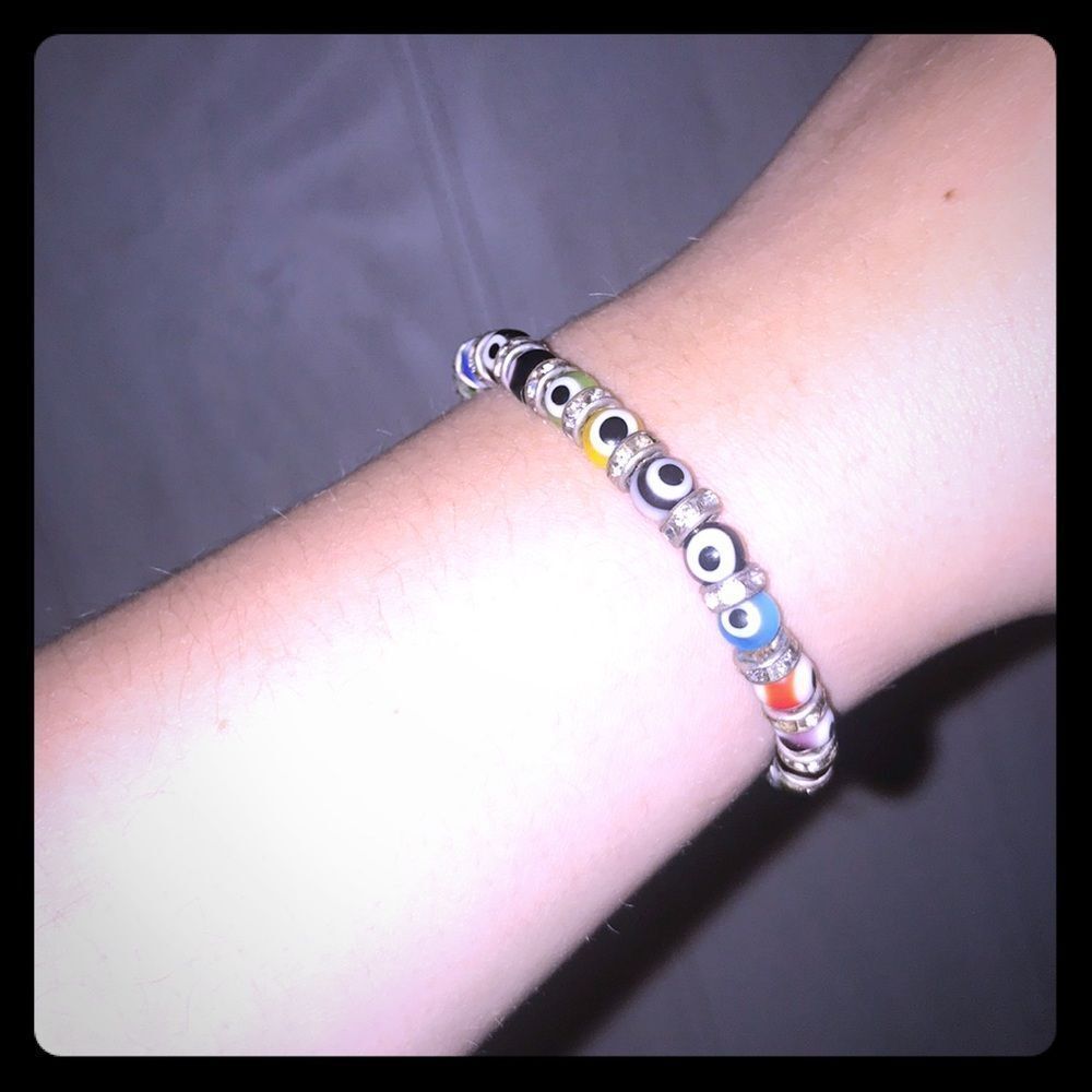 Multi colored evil eye stretch bracelet
